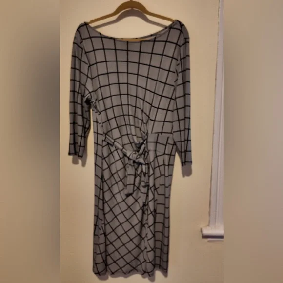 Ann Taylor Square Print Dress Size L, Elegant Career Office Lagoonlook Chic - Picture 2 of 9